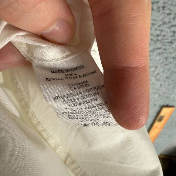 Theory White Short Sleeve Lace Up Collar Pocket Shirt Top Size S - Picture 8 of 9